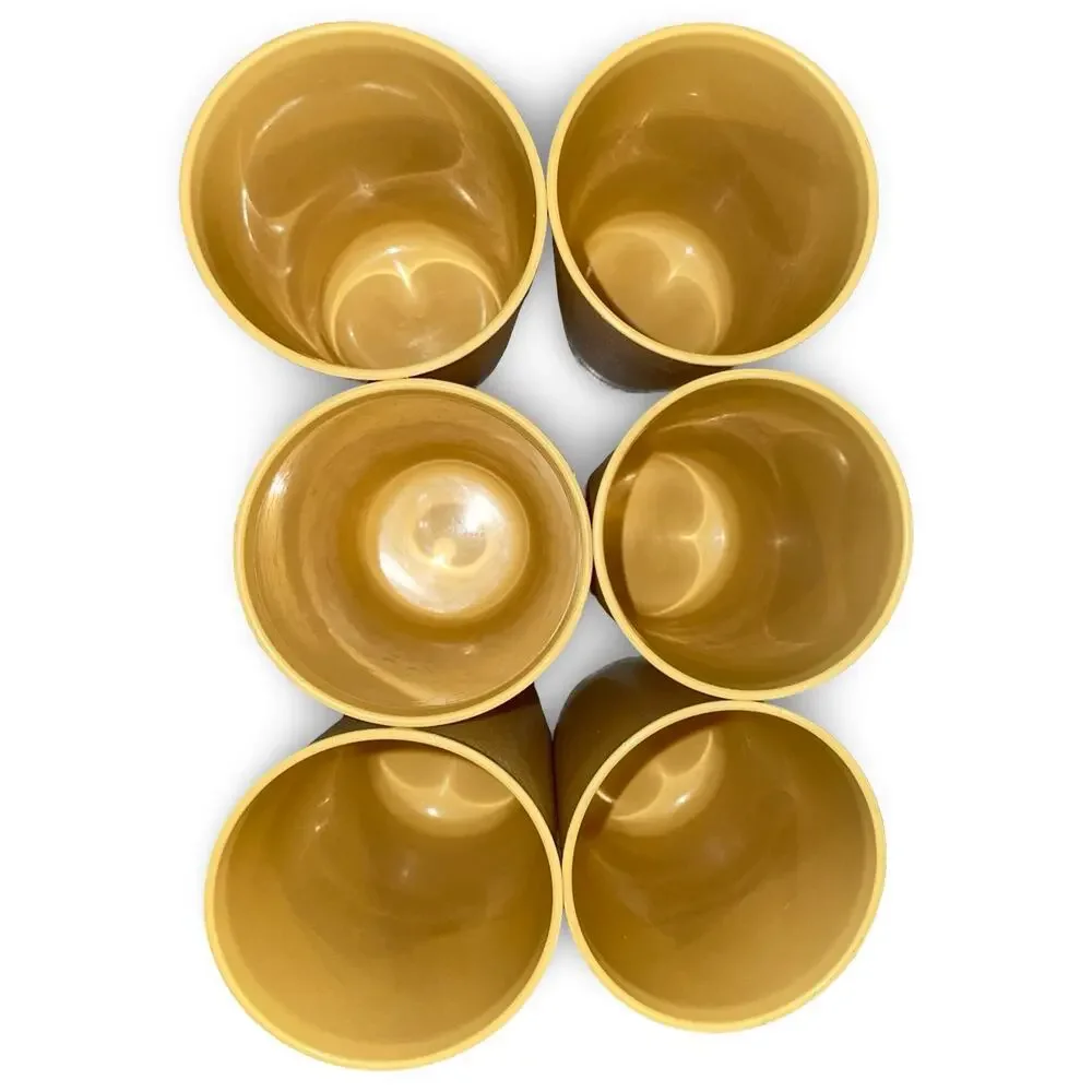 Tupperware 873 Tumbler Cups Lot 6 Harvest Gold 12oz Textured 70s Retro Vintage